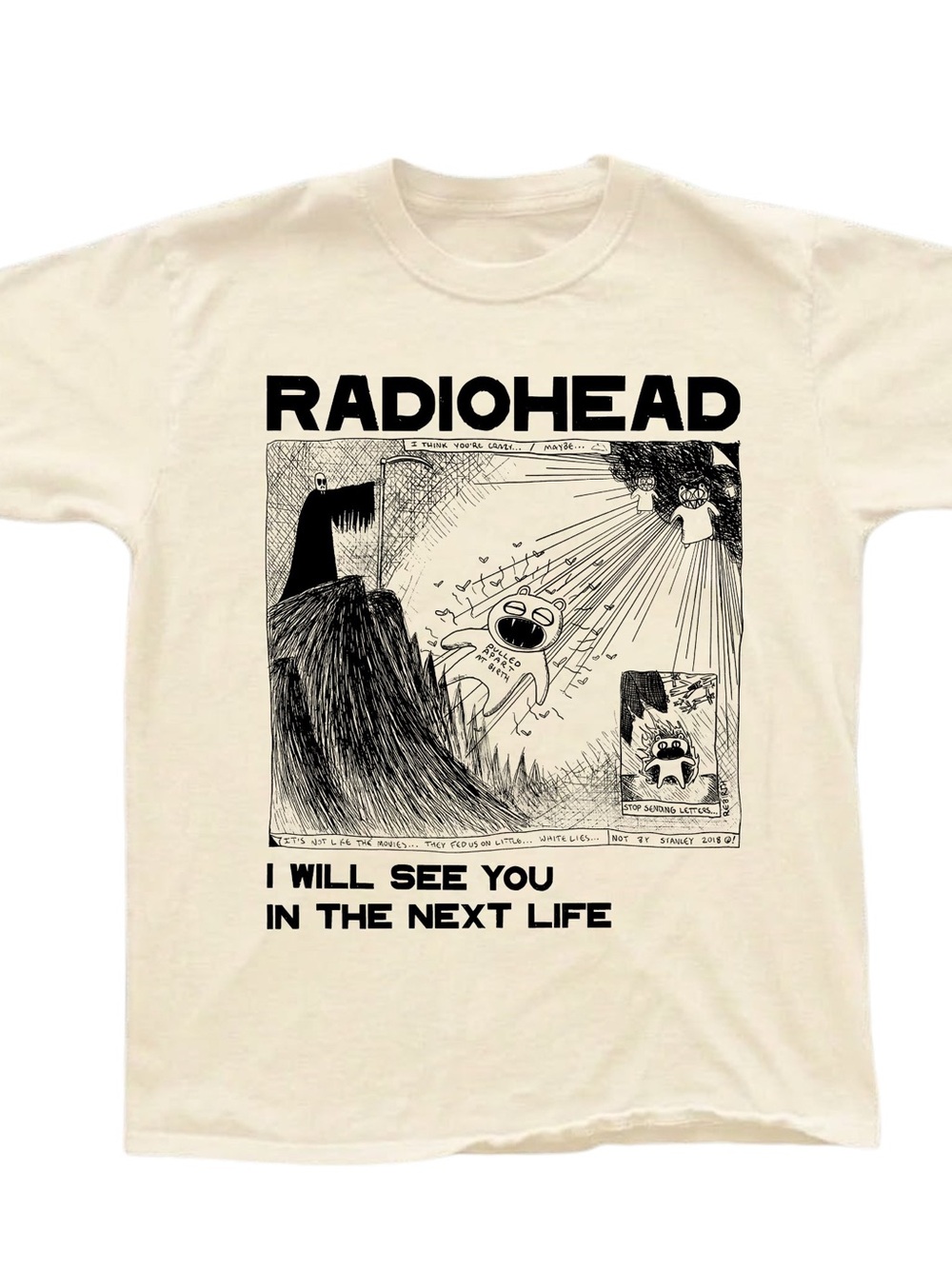 Gildan Cream Radiohead 'I Will See You in the Next Life' Short Sleeve Tee